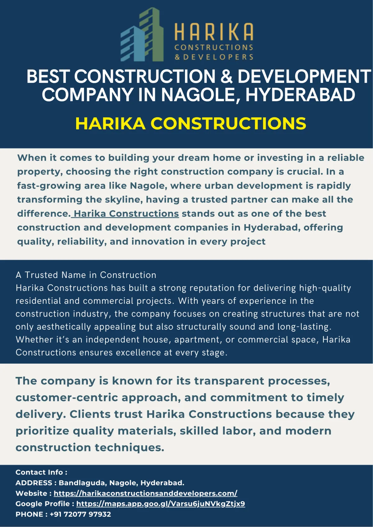 Best Construction & Development Company in Nagole, Hyderabad
