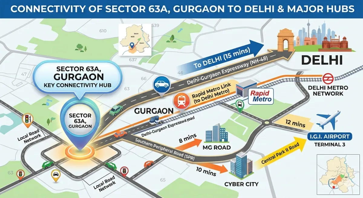 How Well Connected is Sector 63A, Gurgaon, to Delhi & Nearby Hubs? Featured Image