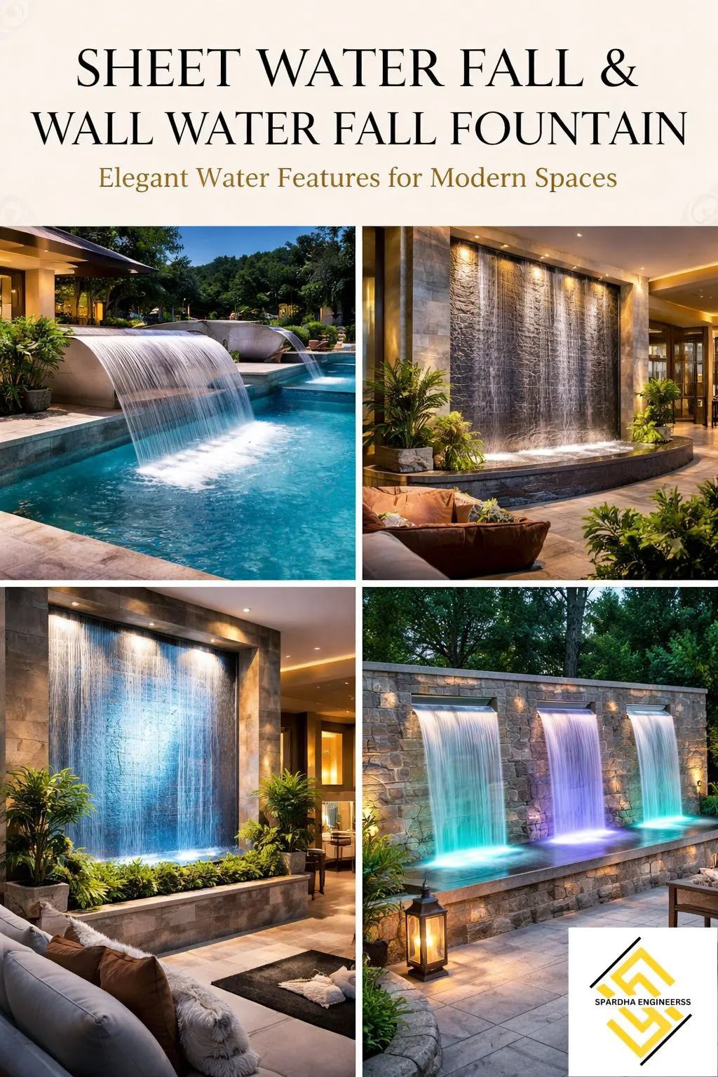 Sheet Waterfall Wall Fountain: A Stylish Water Feature for Modern Arch